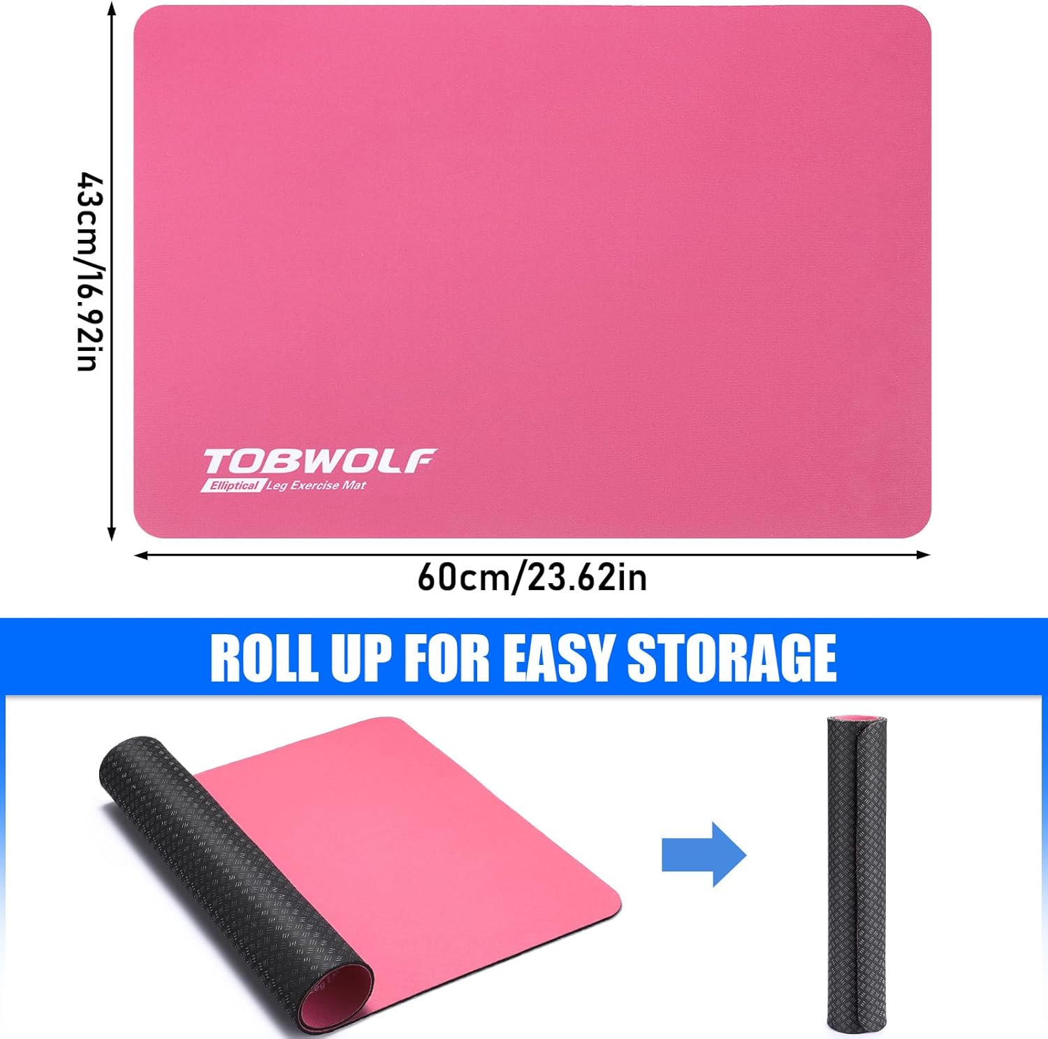 TOBWOLF Non-Slip Workout Mat for Ellipse Leg Exerciser, Ellipse Machine Mat, Exercise Mat for Under Desk Ellipticals, Suitable for Electric Seated Foot Pedal Exerciser, Stability & Floor Protection - Image 2