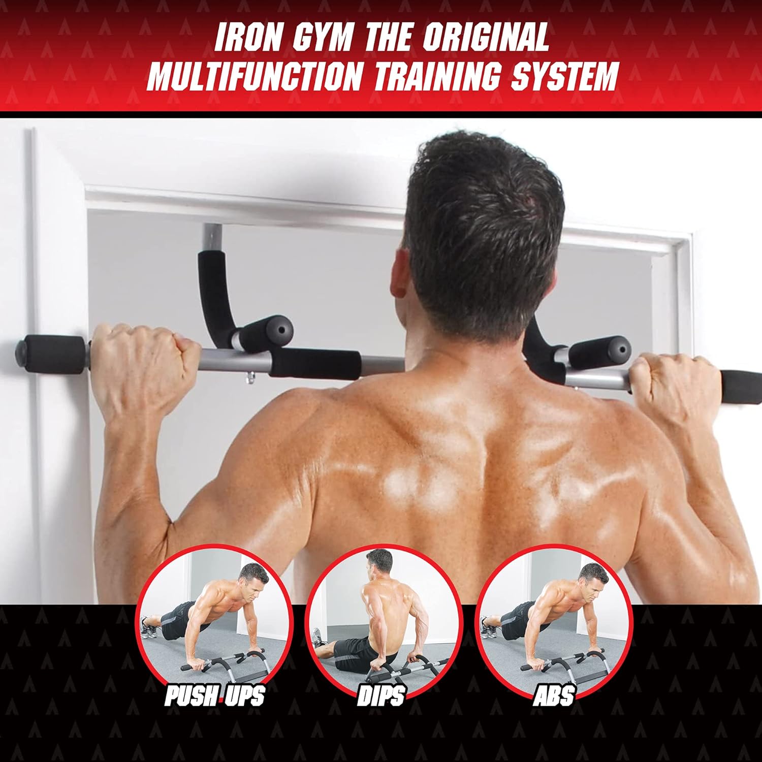 Iron Gym Pull Up Bars - Total Upper Body Workout Bar for Doorway, Adjustable Width Locking, No Screws Portable Door Frame Horizontal Chin-up Bar, Fitness Exercise & Training Equipment for Home,Black, Silver,IRONGMC5 - Image 5