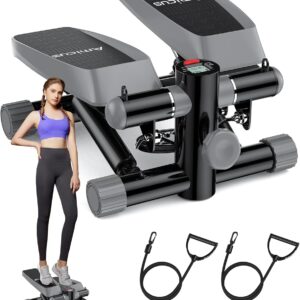Amicus Mini Stepper with Handlebar for Exercise, Stair Stepper with Resistance Band, Hydraulic Fitness Stepper Machine for Home, 330lbs Weight Capacity