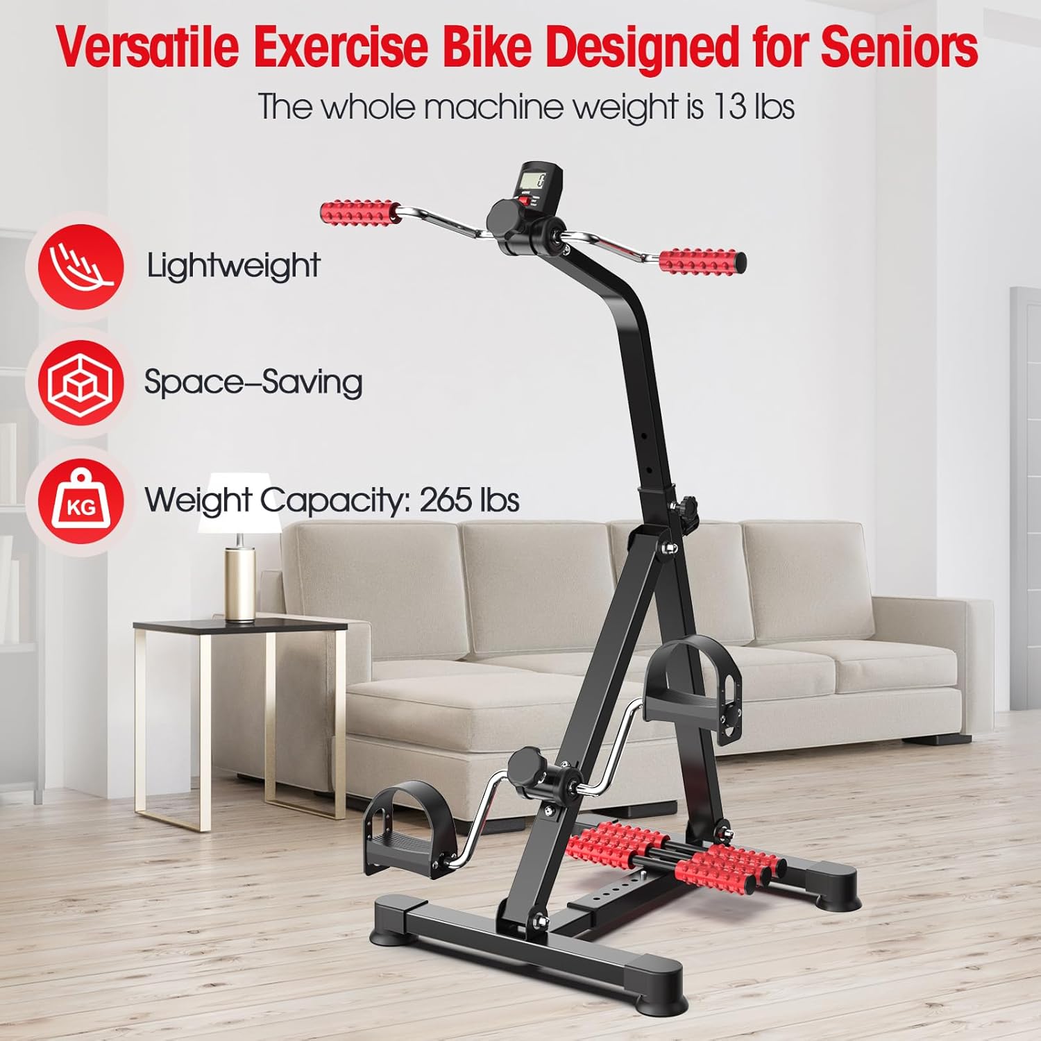 Adjustable Arm Leg Knee Pedal Exerciser for Seniors, Stroke Therapy Equipment for Adults, Portable Home Gym Equipment Mini Exercise Bike Great Gift for Elderly Rehab - Image 3