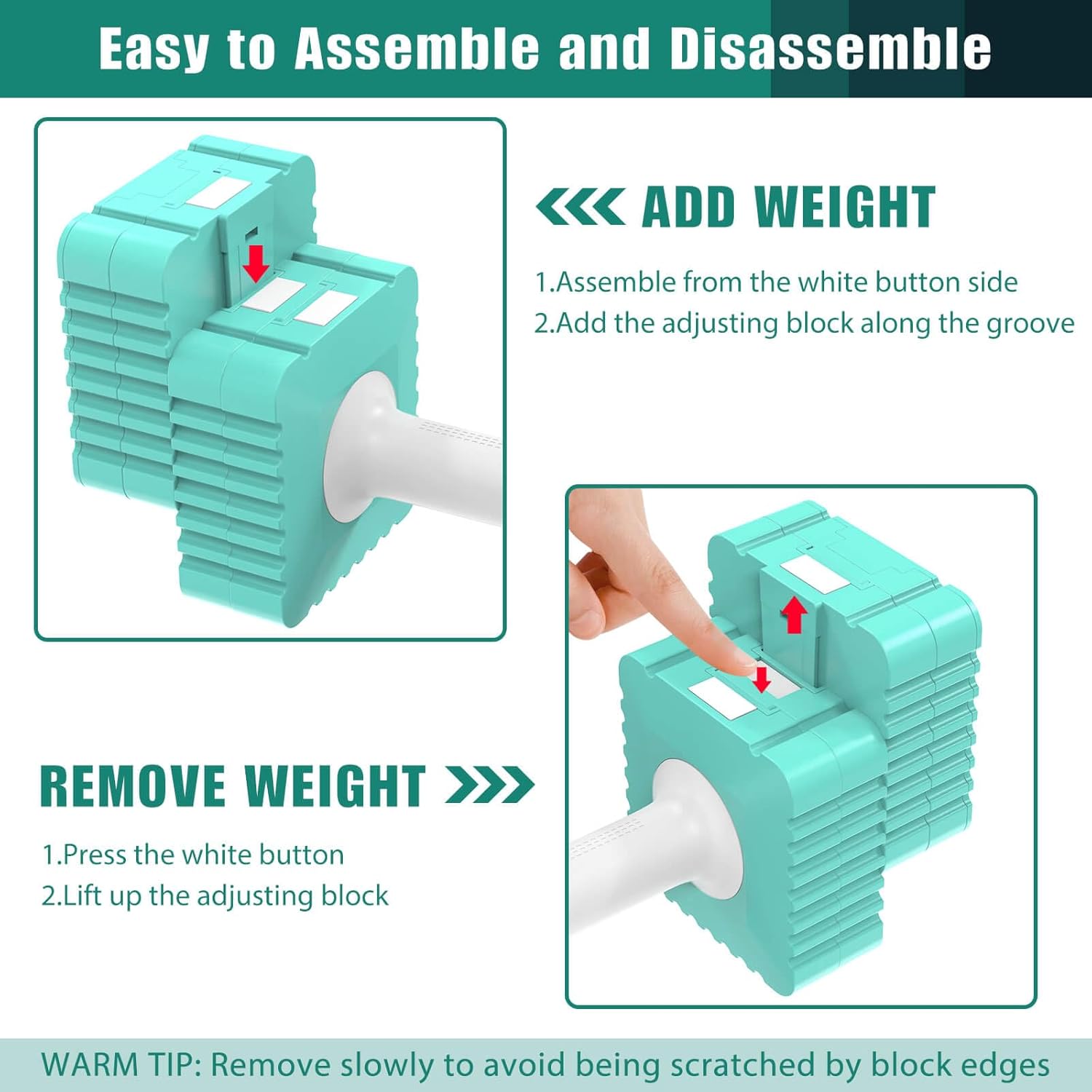 Adjustable Weight Dumbbells Set of 2, 3.4lb/5.7lb/8lb/10.3lb/12.6lb Each Hand Weight Sets for Women/Men, Adjustable Dumbbells Set for Home Gym Fitness Workout Strength Training - Image 4