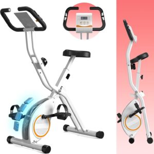 Indoor Exercise Bike for Seniors, 5 IN 1 Foldable Stationary Bike with 16-Level Magnetic Resistance and Tri-Position Ride, 300LBS Capacity, 5.5 LBS Flywheel, for Home Workout 817 Black