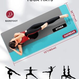 HAPBEAR Large Yoga Mat – 72″x36″x6mm (1/4 inch), Extra Wide Non-Slip Exercise Mat for Home Workout, Yoga, Pilates & Stretching, Durable & Eco-Friendly, Includes Bonus Resistance Bands & Carry Bag