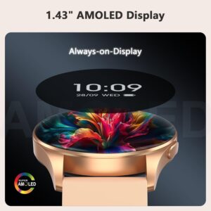 Blackview Smart Watch for Women(Make/Answer Calls), 1.43”AMOLED Touchscreen Fitness Tracker with 100+ Sports Modes, Heart Rate/SpO2/Sleep Monitor/2 Straps, Smartwatch for iPhone & Android