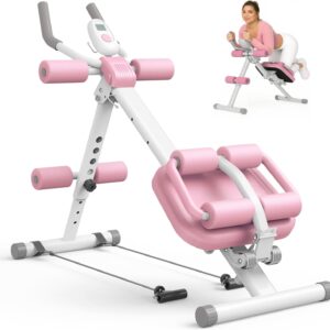 EPHESPORT Multifunctional Ab Machine, Adjustable Ab Workout Equipment, Ab ＆ Sit Up Machine for Stomach Workout, Foldable Abdominal Trainer With Knee and Back Protection, Full Body Workout for Home Gym