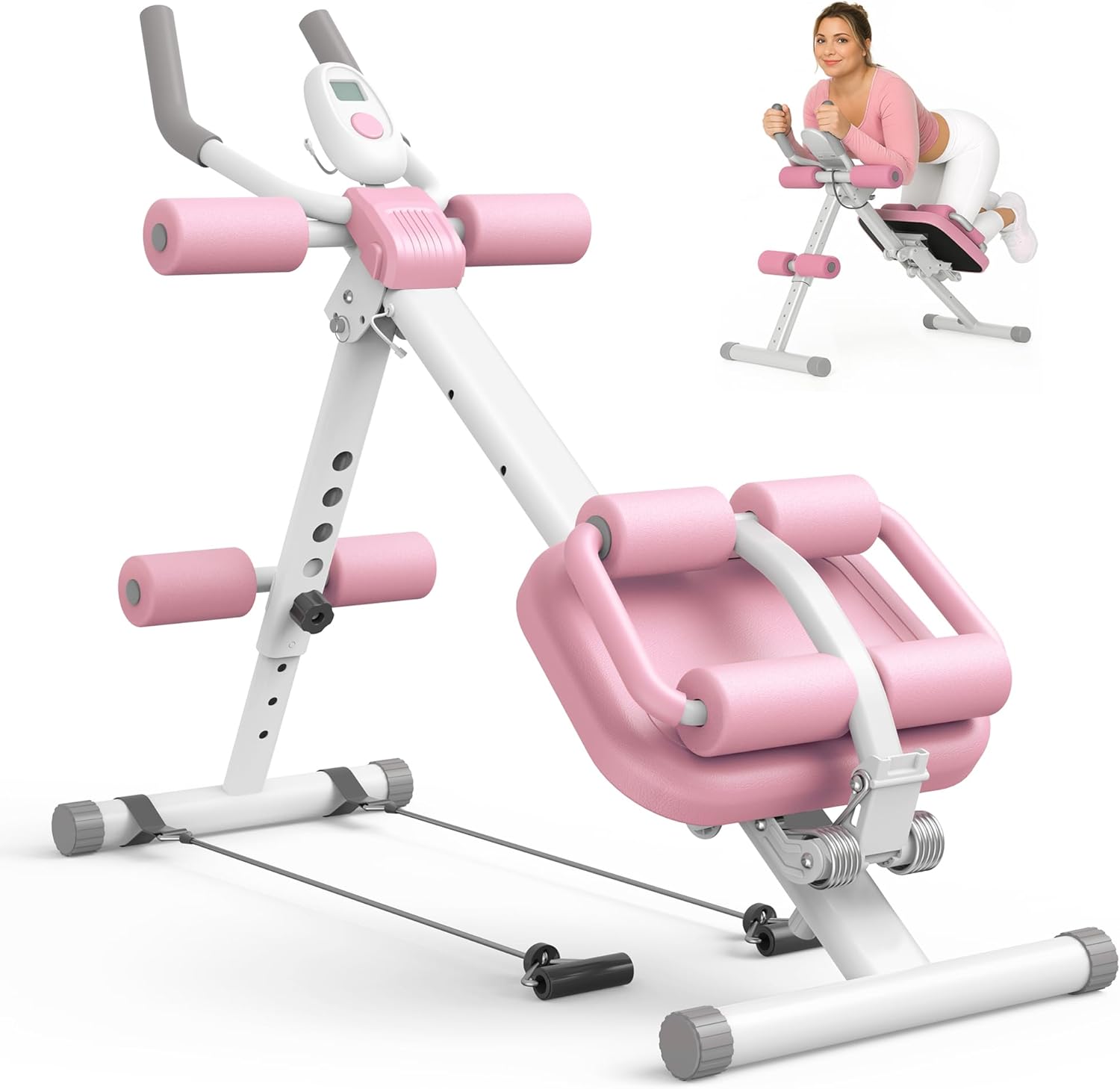 EPHESPORT Multifunctional Ab Machine, Adjustable Ab Workout Equipment, Ab & Sit Up Machine for Stomach Workout, Foldable Abdominal Trainer With Knee and Back Protection, Full Body Workout for Home Gym