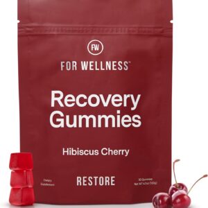 For Wellness Recovery Gummies Restore | Tart Cherry Energy Supplements with Electrolytes for Muscle Soreness, Post-Workout Performance & Recovery | Vegan, Non-GMO, 30 Count