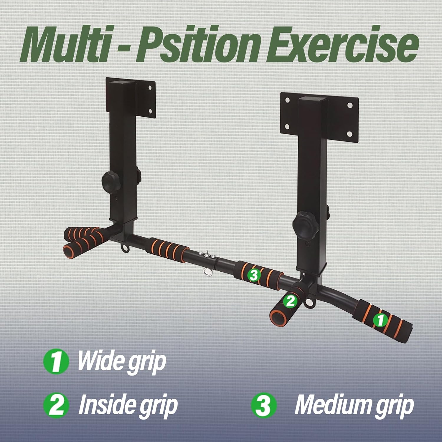 ptlsy Wall Mounted Pull Up Bar Multifunctional with Multi-grip Chin Up Bar Heavy Duty Dip Station for Home Gym Indoor Workout, Fitness Equipment, Dip Stand Supports to 440 Lbs - Image 3