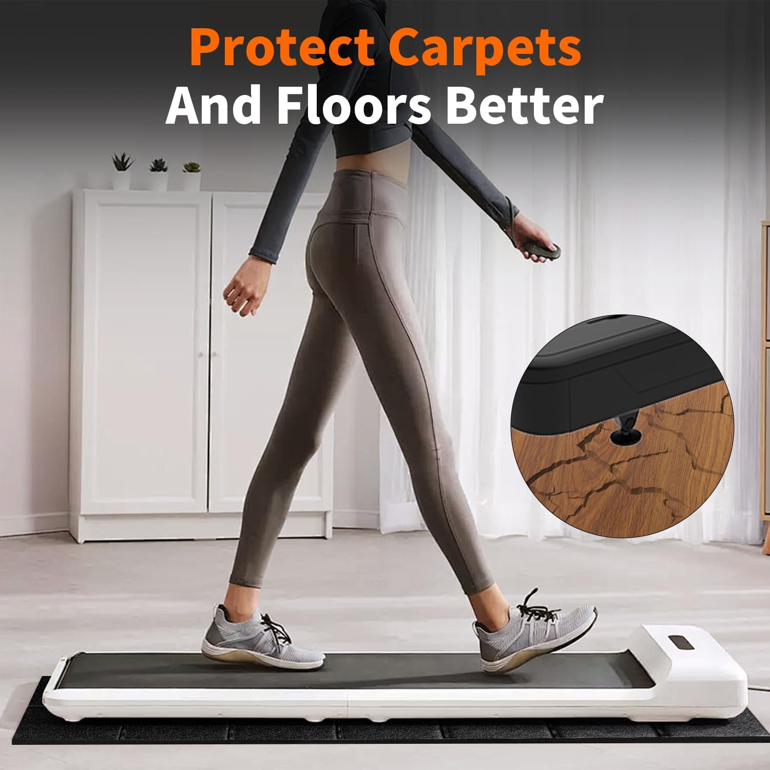 Non-Slip Walking Pad Treadmill Mat for Carpet Floors,55x24 Hardwood Floor Protection, Mats for Under Walking pad/Treadmill/Bike/Exercise Equipment on Carpets, Noise Shock Absorption, Stationary - Image 3