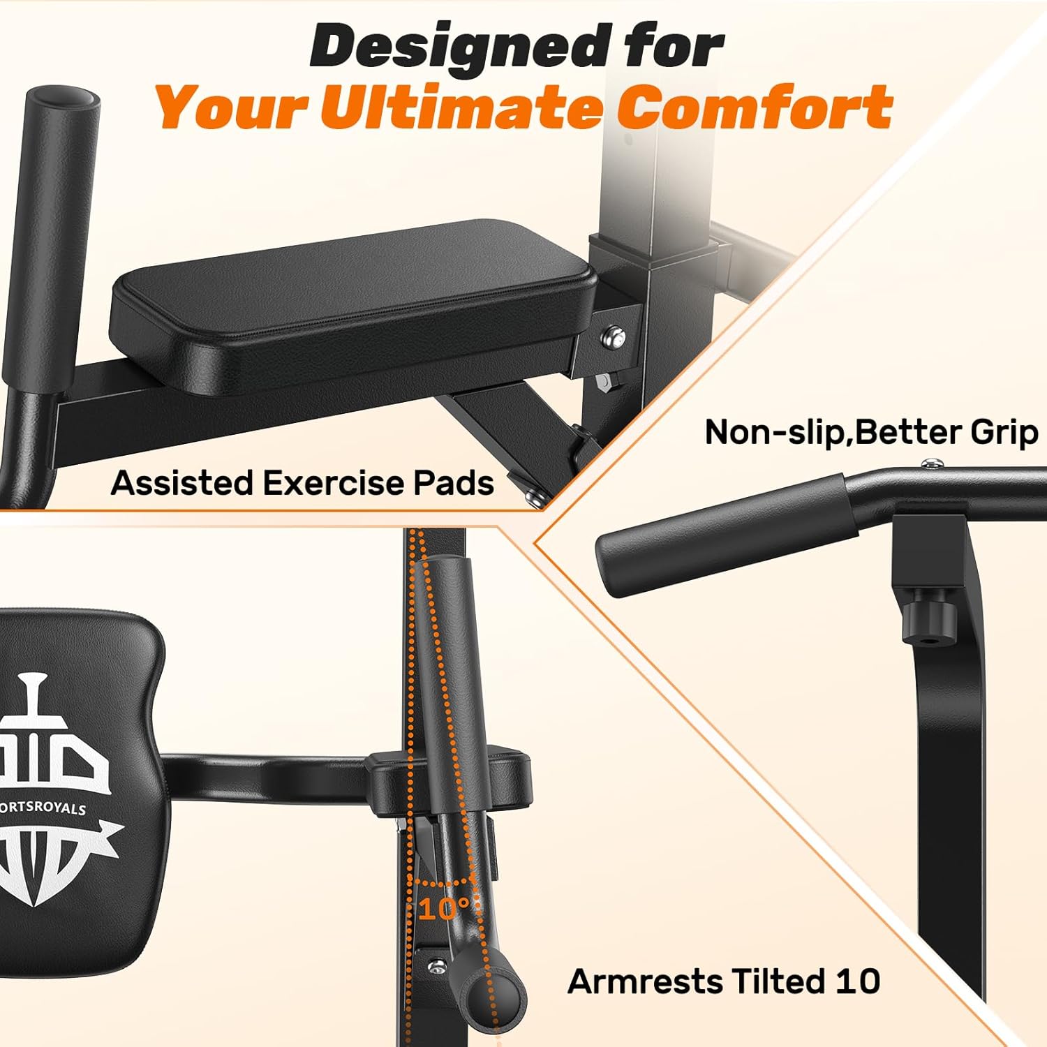 Sportsroyals Power Tower Pull Up Bar Station, 450LBS Stable Pull Up Dip Station for Home Gym Strength Training Equipment - Image 6