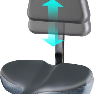 YLG Oversized Bike Seat with Backrest Comfort Wide Bicycle Saddle Replacemen for Tricycle, Electric Bike, Commuter Bike, Stationary Bike, Soft Thick Foam Padded Cushion, Adjustable, Waterproof
