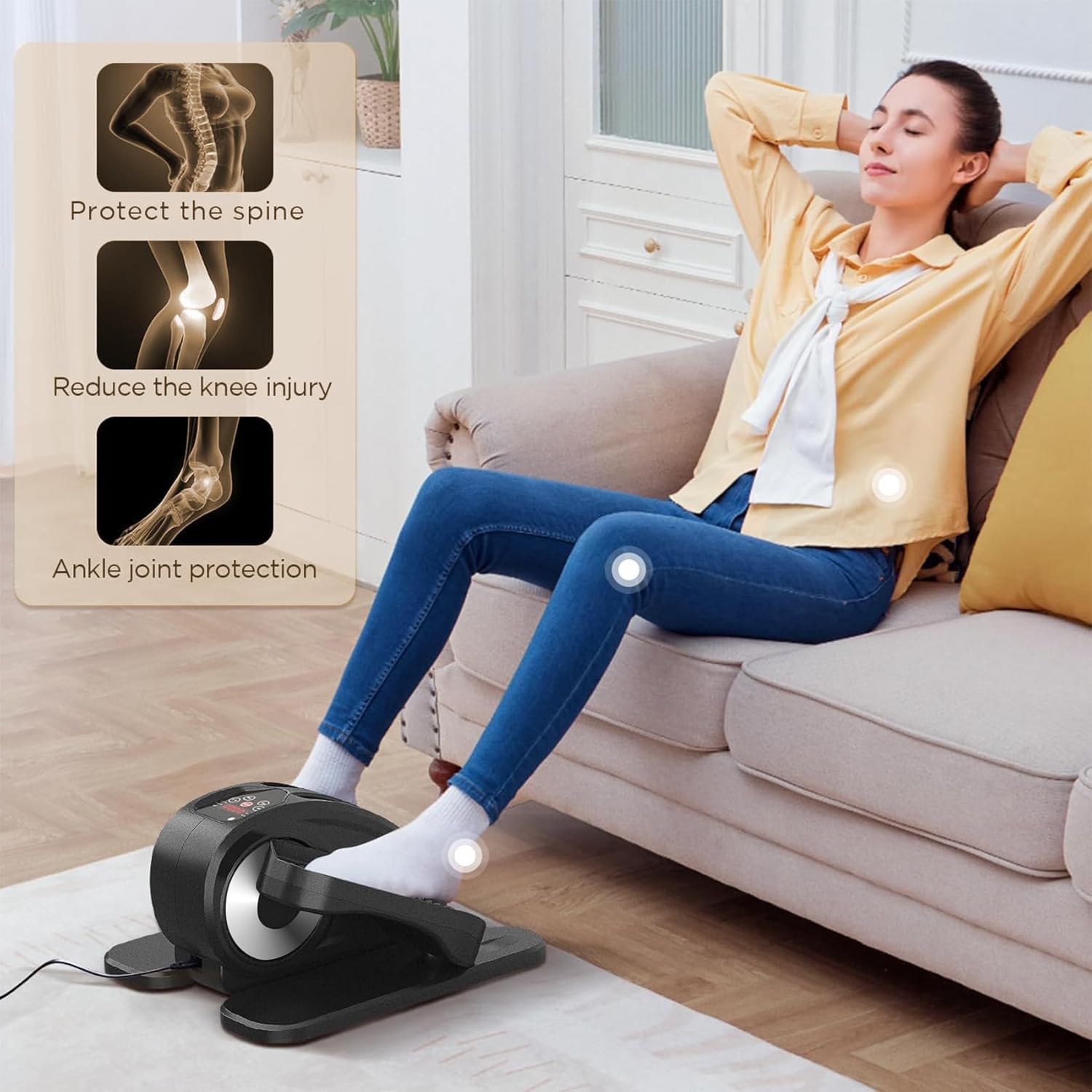 Under Desk Elliptical, Electric Foot Pedal Exerciser, Fully Assembled Seated Elliptical, Compact Portable Elliptical Machine Trainer with Remote Control, Mini Elliptical Leg Exerciser for Home - Image 5
