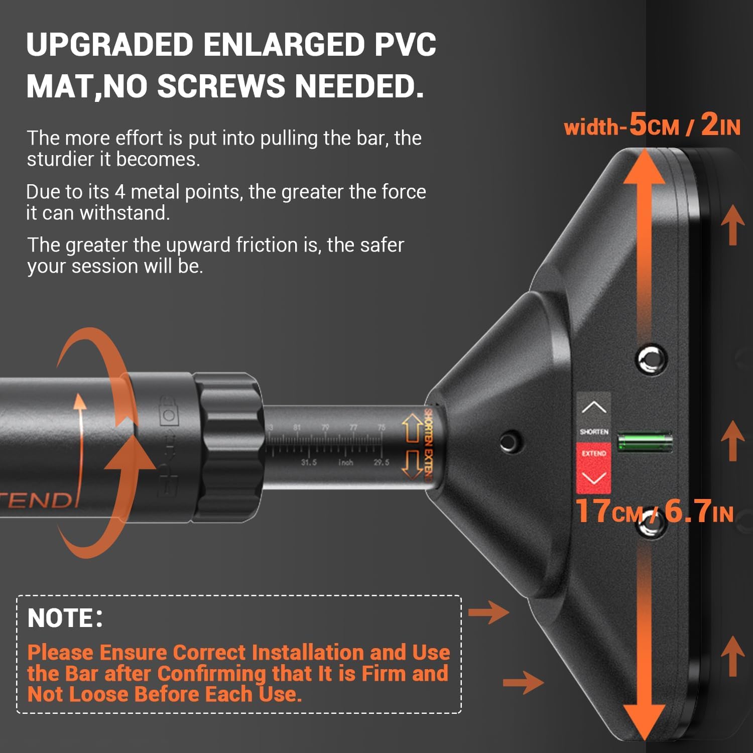 Pull Up Bar for Doorway,Strength Training Chin up Bar without Screws, Adjustable Width Locking Mechanism Pullup Bar with Non-slip, Doorway Pull Up Bar for Home Gym Upper Body Workout - Image 6