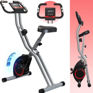Lightweight Exercise Bike, Portable Pre-Assembled Bike for Home Workout, Foldable Indoor Stationary Bikes with Adjustable 16-Level Magnetic Resistance, 260LBS Capacity, 5.5 LBS Flywheel 816 Black