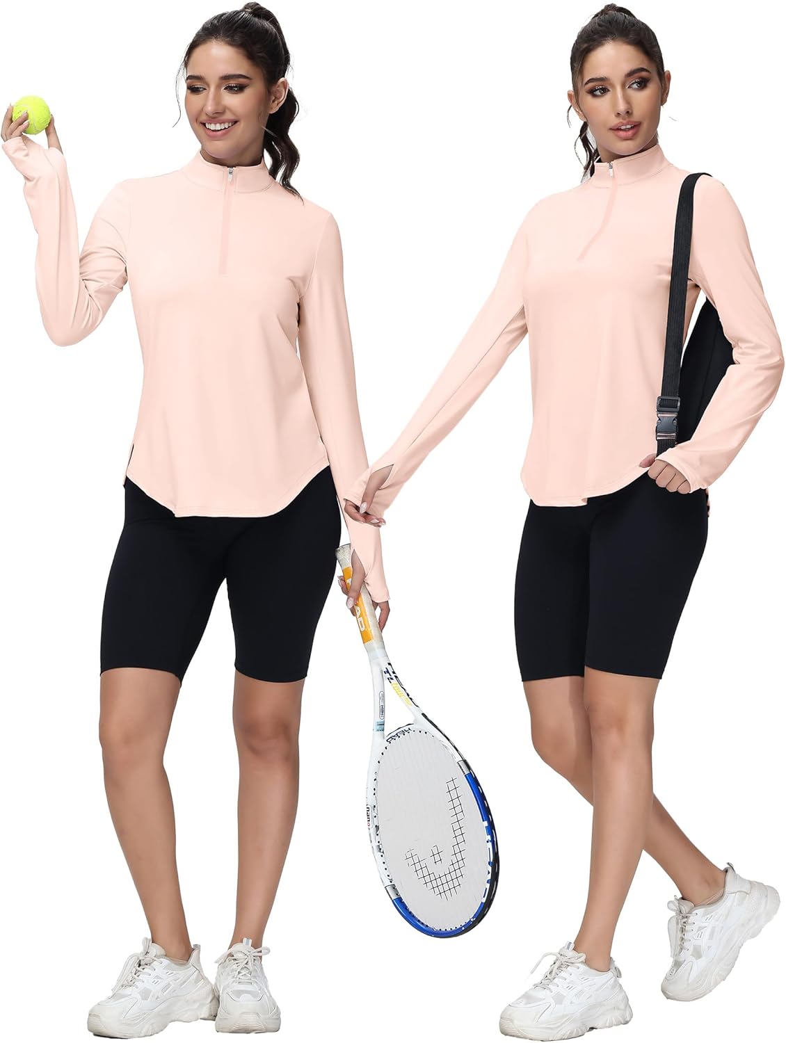 Women's Golf Polo Long Sleeve Workout Tops V Neck UPF 50+ Sun Protection Quick Dry Lightweight Active Tennis Shirts - Image 4