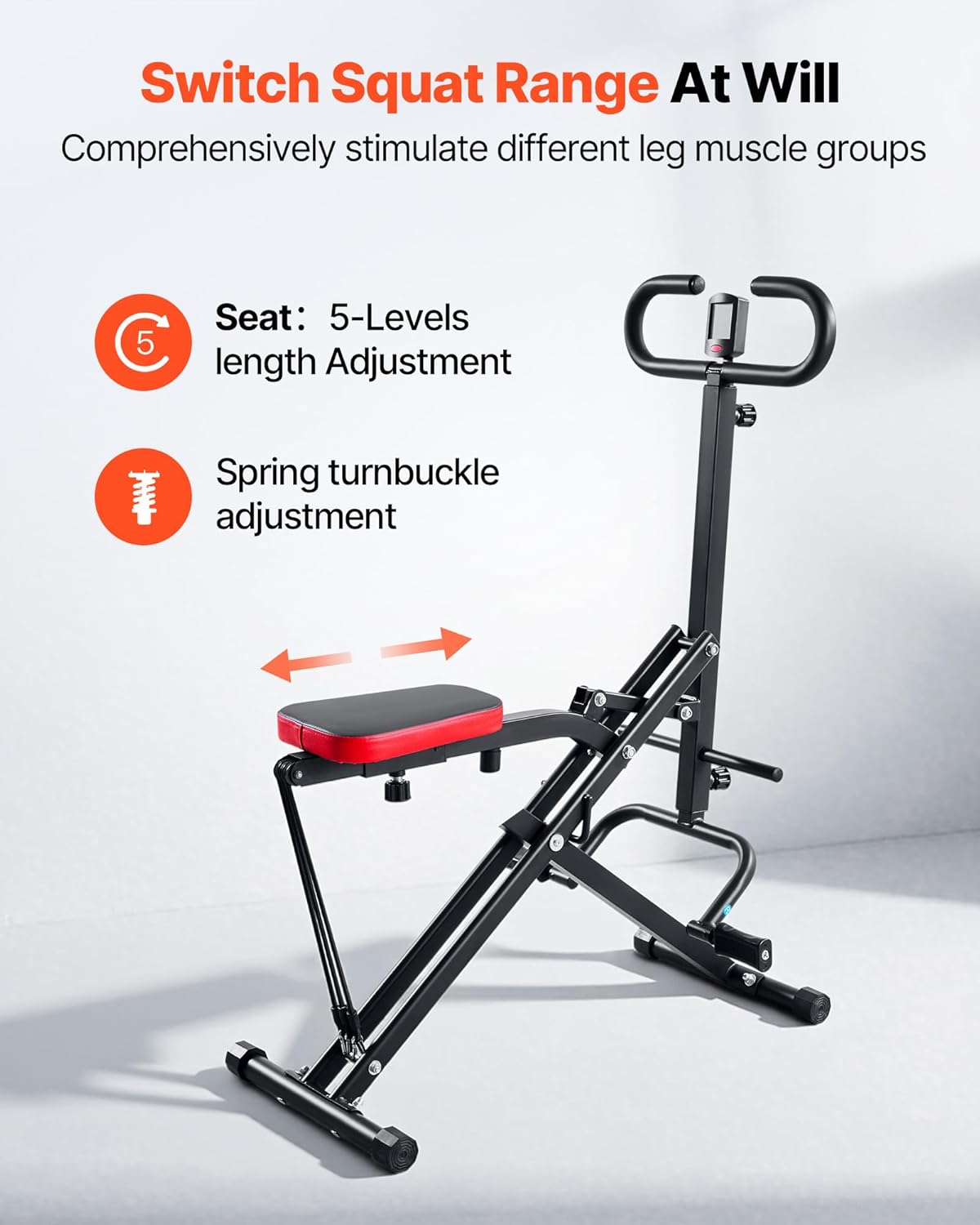 VEVOR Squat Machine, Deep Squat Rowing Machine for Home, Easy Setup & Foldable Exercise Equipment, Glute Trainer Machine with 3 High-Strength Resistance Bands, Glutes & Leg Home Workout Machine - Image 4