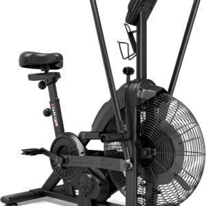 Air Bike, Exercise Bike with Magnetic & Air Resistance Fan Bike, Stationary Bike for Home Cardio Workout, Adjustable Indoor Cycling Bike with APP & Dual Action Handlebars, 350lb Capacity