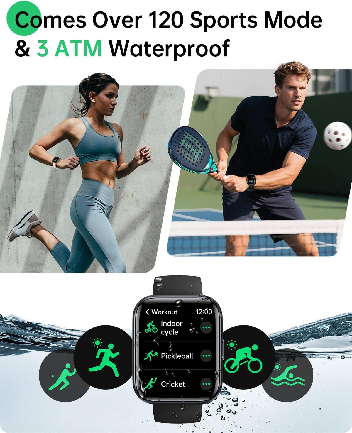 WMK Smart Watches for Men Women, Alexa Built-in,1.83" Display Smartwatch Compatible iPhone/Android (Answer/Make Call), 3ATM Waterproof Fitness Tracker with Heart Rate/SpO2/Sleep Monitor,120+ Sport - Image 4