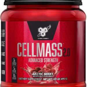 BSN CELLMASS 2.0 Post Workout Recovery with BCAA, Creatine, & Glutamine – Keto Friendly – Arctic Berry, (25 Servings) (1048058)