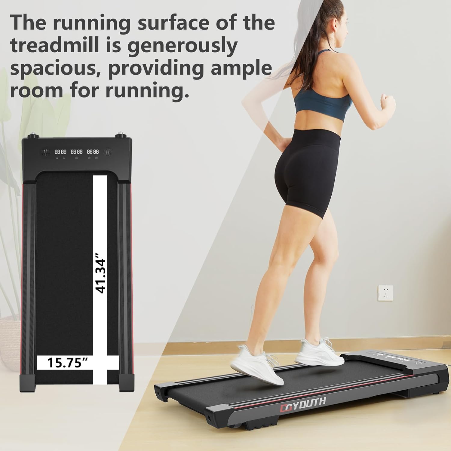 GOYOUTH 2 in 1 Under Desk Electric Treadmill Motorized Exercise Machine with Wireless Speaker, Remote Control and LED Display, Walking Jogging Machine for Home/Office Use - Image 4