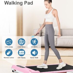 Walking Pad Treadmill, Under Desk Treadmill for Home & Office, Wide Running Belt, Remote Control, Installation Free, Easy to Move, 300 LB Capacity