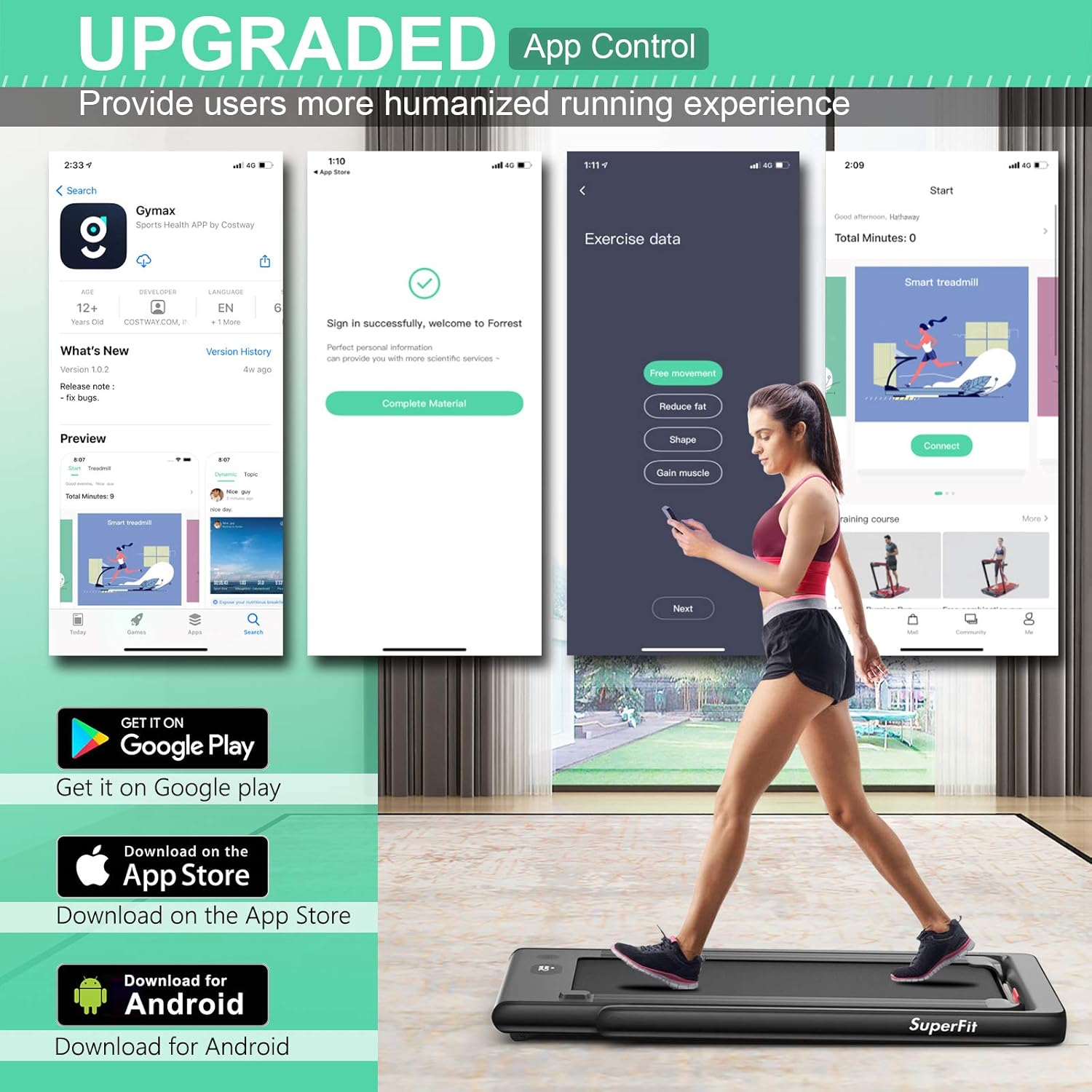 GYMAX Walking Pad, 2.25HP Dual Display Foldable Treadmill for Home with Remote/Smart App Control, Portable Compact Treadmill for Office Under Desk, Folding Running Machine for Small Spaces - Image 3