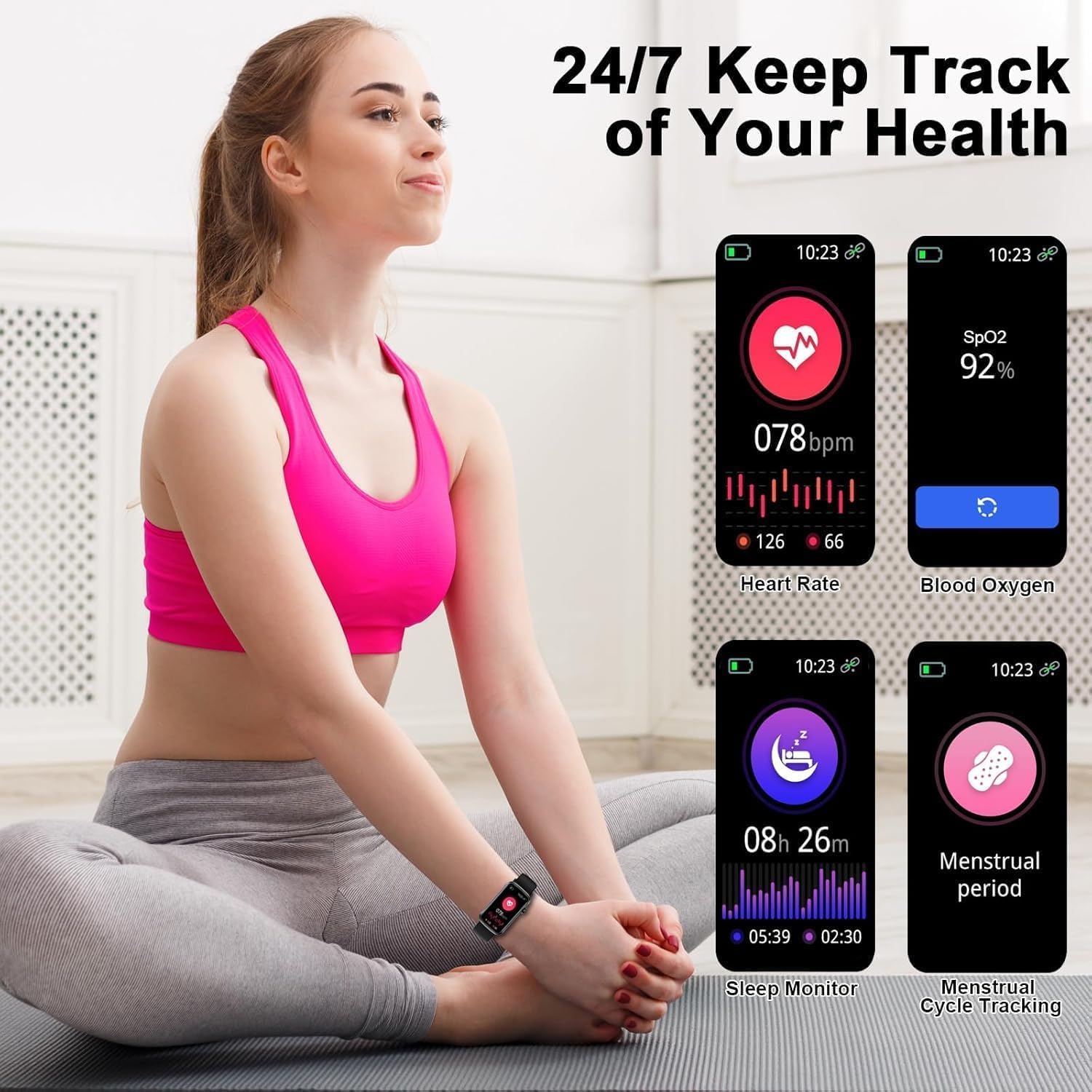 Fempoin Smart Watch, Smartwatch for Men Women with 24 Sport Modes, IP68 Waterproof Fitness Tracker with 24/7 Heart Rate/Sleep/SpO2 Monitor, Step Tracker, Pedometer, Activity Tracker for Android iOS - Image 2