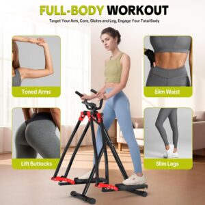 HOTSWEAT Air Walker Exercise Machine, Air Walker Elliptical, Foldable Cardio Cross Trainer Glider for Small Space, Full Body Workout Elliptical Machine for Home Gym