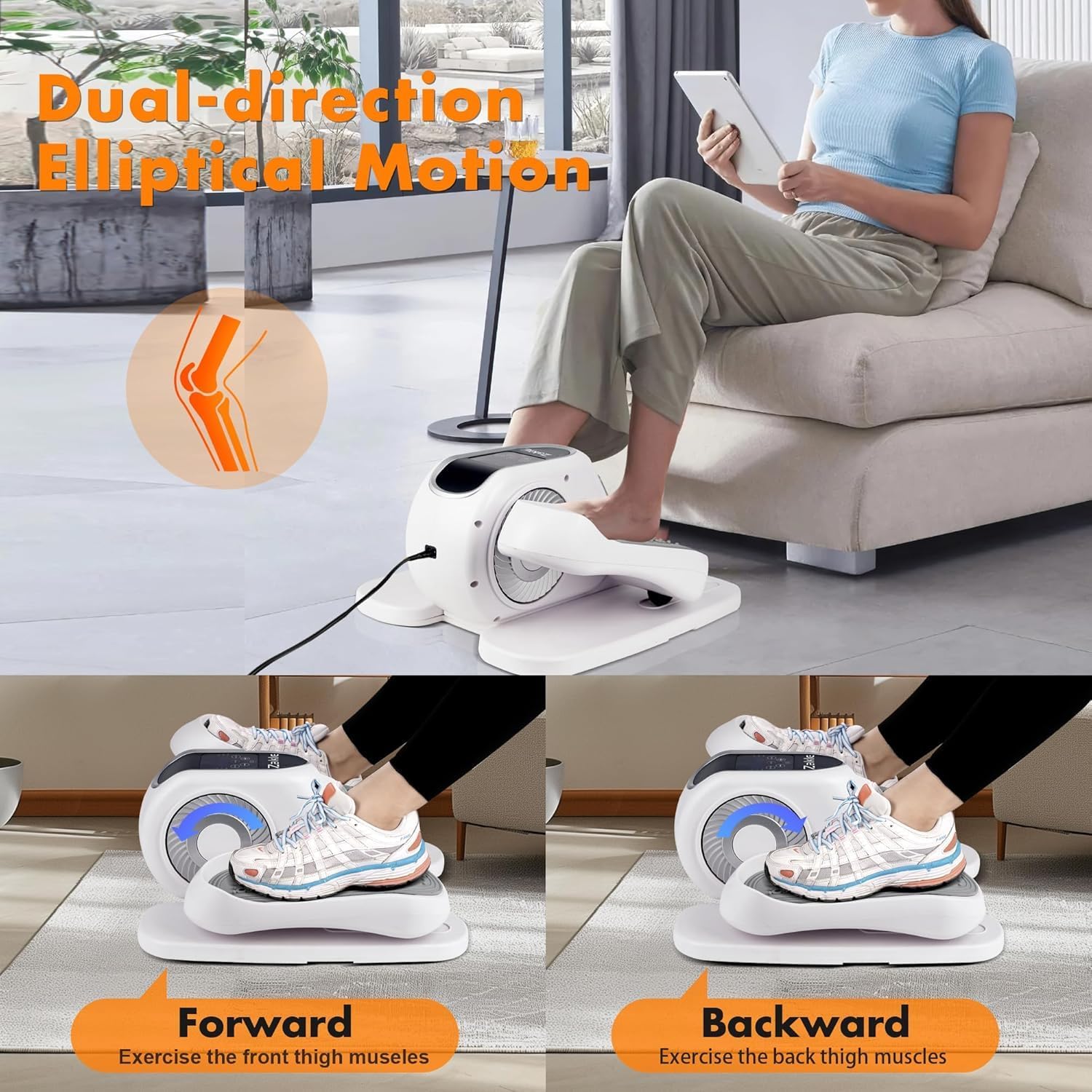 Zakle Under Desk Elliptical Machine, Electric Elliptical Training Machine w/Remote Control, 12 Speed Levels, Quiet Seated Pedal Exerciser for Home Office - Image 8