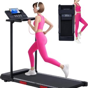 Walking Pad Treadmill with Handle Bar, Portable Treadmill with Handles for Home Apartment Small, 3.5HP & 0.6-10MPH Electric Small Treadmills Home with Big Screen, 400LBS