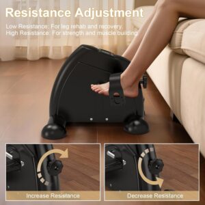 Under Desk Elliptical & Mini Exercise Bike – Seated Electric Leg Exerciser & Magnetic Pedal Machine for Seniors Arms & Legs Workout with Remote, LCD Display& Adjustable Resistance