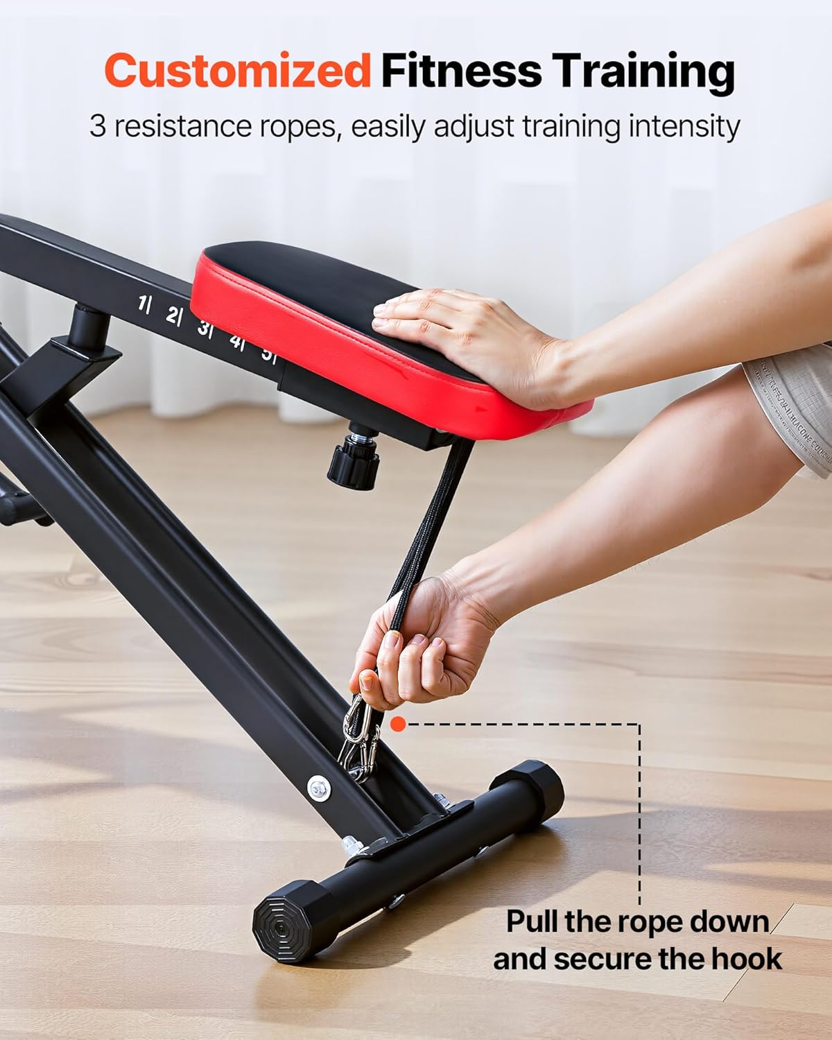 VEVOR Squat Machine, Deep Squat Rowing Machine for Home, Easy Setup & Foldable Exercise Equipment, Glute Trainer Machine with 3 High-Strength Resistance Bands, Glutes & Leg Home Workout Machine - Image 5
