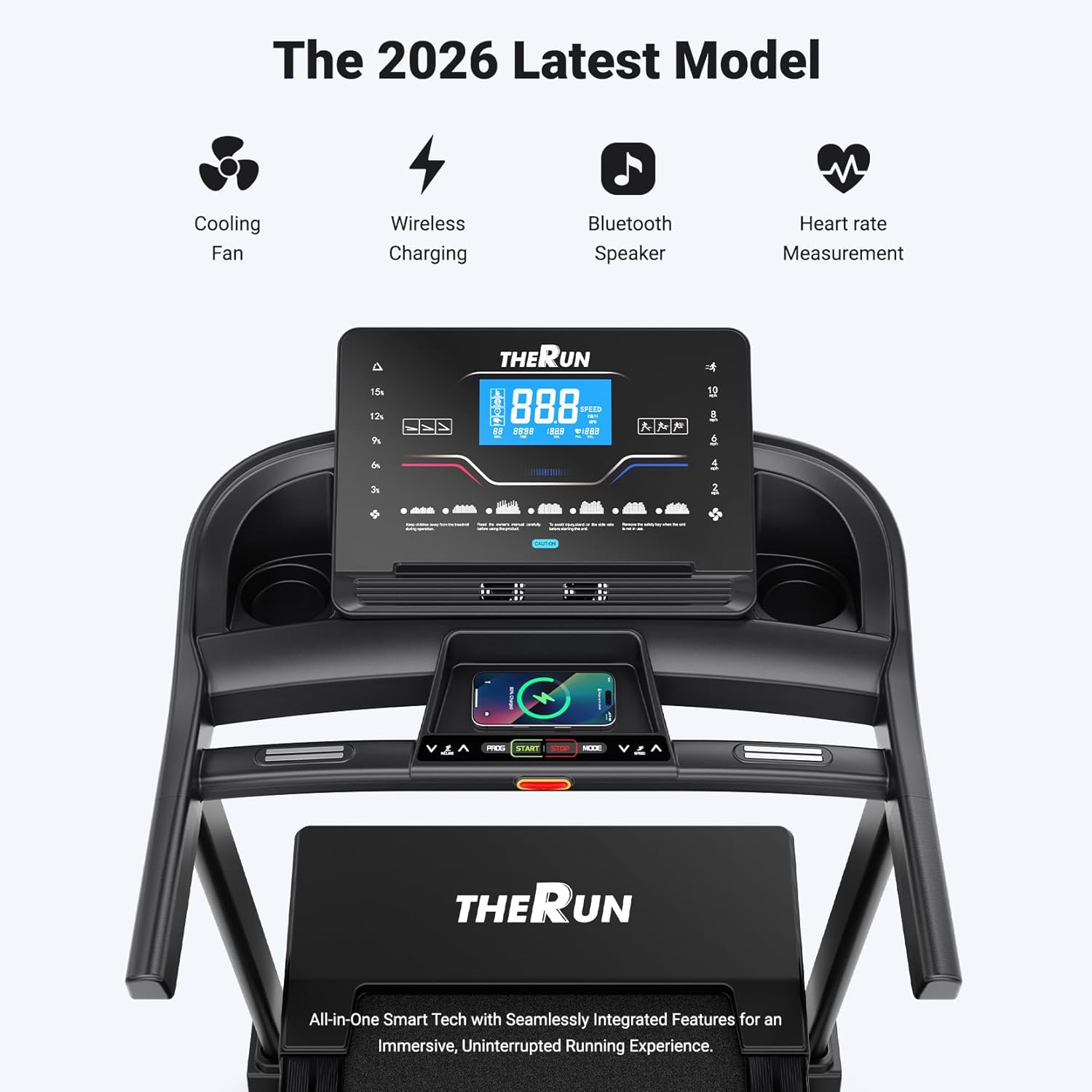 THERUN 20% Auto Incline Treadmill, 12 MPH and 3.5 HP, 55" x 20" Large Running Belt with Advanced Console, All-in-One Foldable Treadmills for Home with Incline for Intensive Workout - Image 6