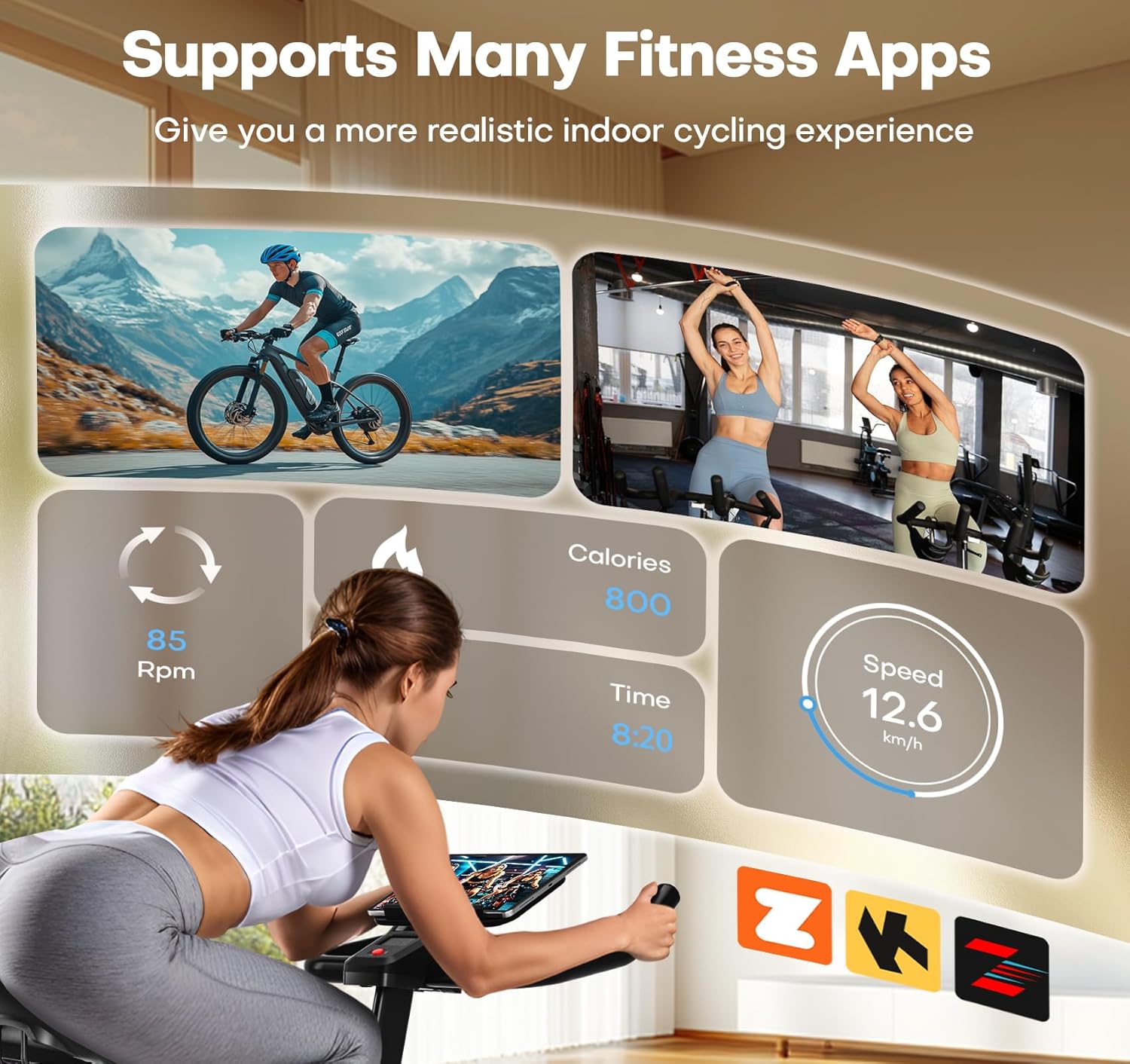Exercise Bike, CHAOKE Quiet Magnetic Resistance 300LB Capacity Stationary Bike for Home with App Compatible, Indoor Bike with Comfortable Seat and Digital Display - Image 3