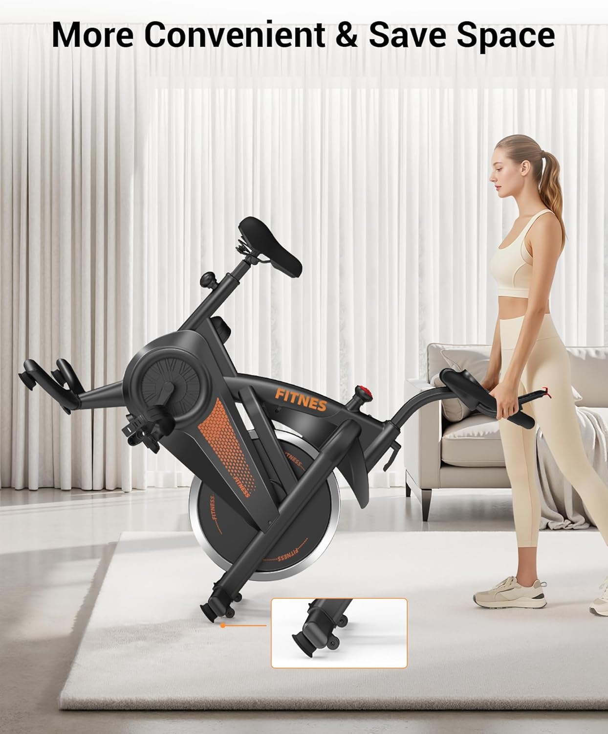 CURSOR FITNESS Exercise Bike, Stationary Bikes for Home, 300 LBS Capacity, Workout Bike with Silent Belt Drive, Indoor Cycling Bike with Extra Comfort Seat/Tablet & Bottle Holder - Image 7