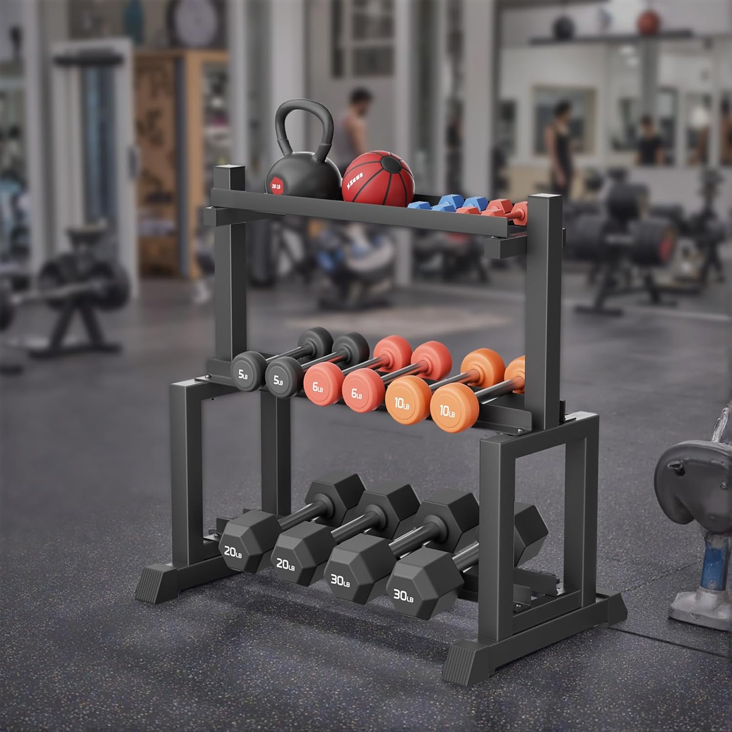 VOPEAK 1100LB Capacity Dumbbell Rack - 3-Tier Heavy Duty Weight Rack & Dumbbell Stand for Home Gym, Adjustable Storage Organizer for Dumbbells, Kettlebells, Space-Saving Weight Stand-(Rack Only) - Image 8