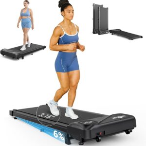THERUN Walking Pad Treadmill Under Desk, Portable Mini Treadmill for Home/Office, Walking Pad Machine with 2.5HP and 265 lbs Weight Capacity Remote Control LED Display