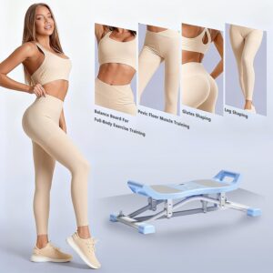 Balance Board, Ski Simulator with Resistance Bands, Portable Slide Stepper Exercise Machine with LCD Monitor, 300 lbs Capacity Full Body Cardio & Strength Training Equipment for Home Gym