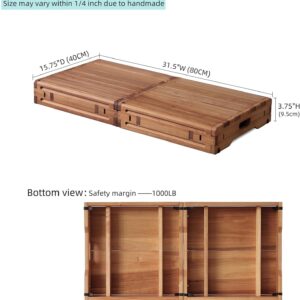 Wooden Platform 3.7″ Height.One Step Stool Larger 31.5″ for Adults&Senior. Carbonization Porch Step,Stair Assist Indoor&Outdoor,Bedside Foot Stepper,Mobility Stepping.for Handicap,Elderly,Kids
