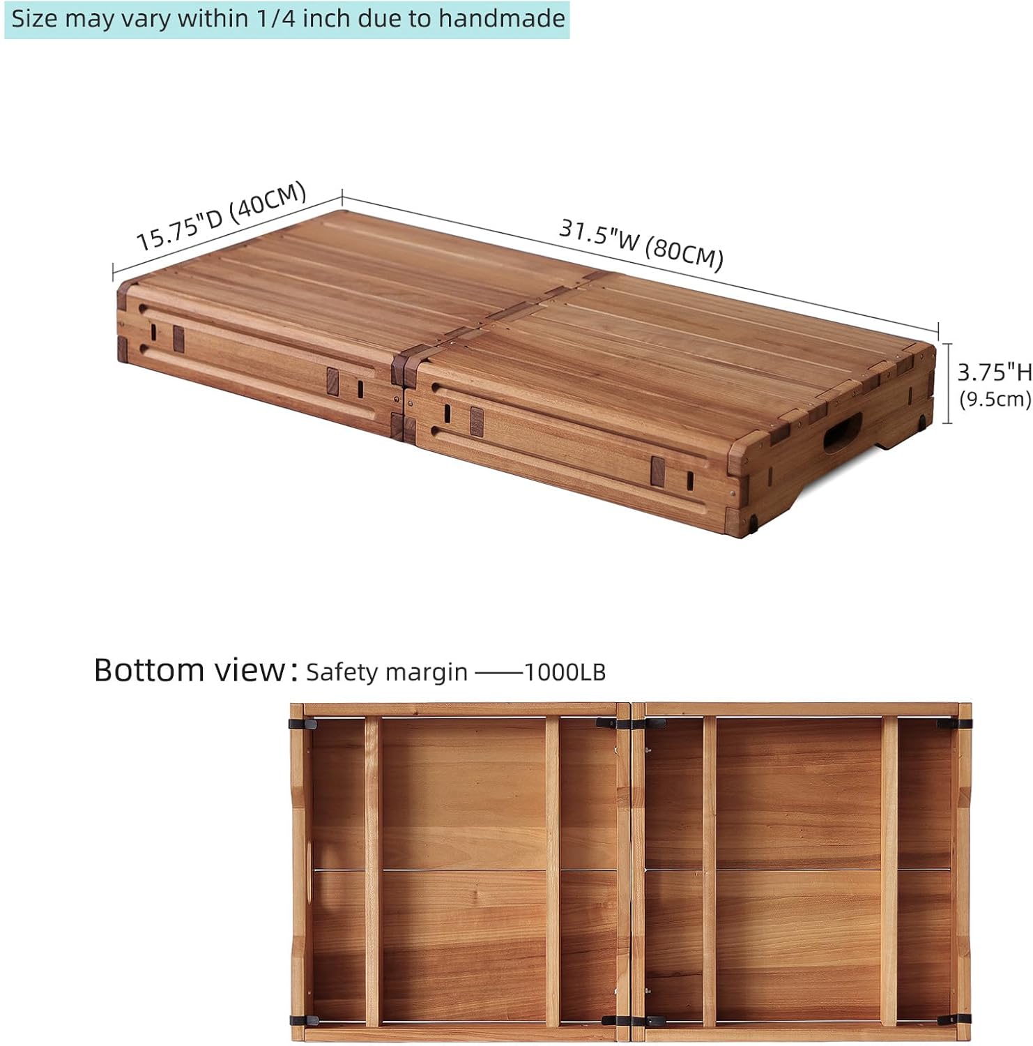 Wooden Platform 3.7" Height.One Step Stool Larger 31.5" for Adults&Senior. Carbonization Porch Step,Stair Assist Indoor&Outdoor,Bedside Foot Stepper,Mobility Stepping.for Handicap,Elderly,Kids - Image 2