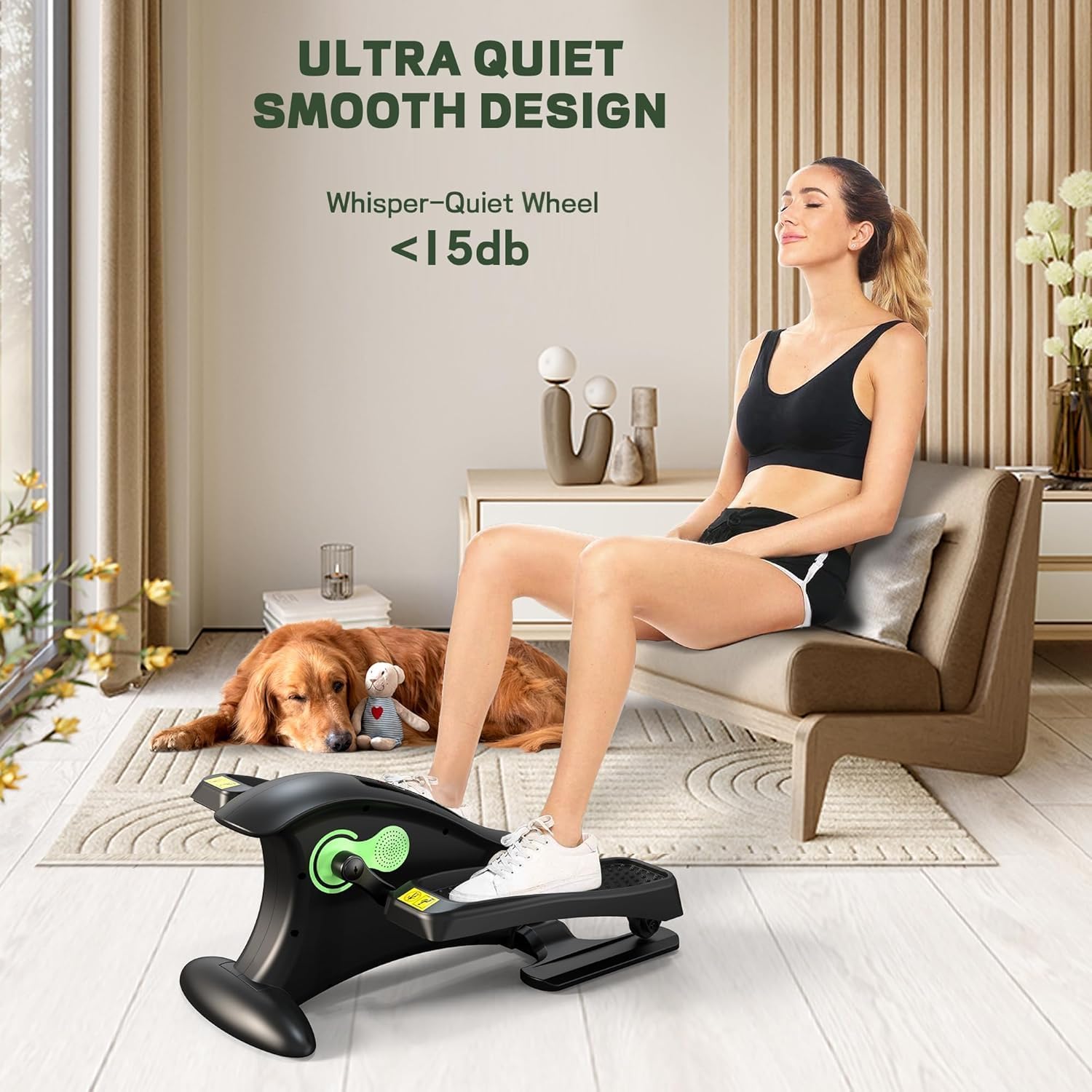 Under Desk Elliptical, Portable Seated Elliptical Exercise Machine, with Touch Screen Control Panel and Remote Control for Home or Office Use. Bluetooth Connectivity Enabled. - Image 3