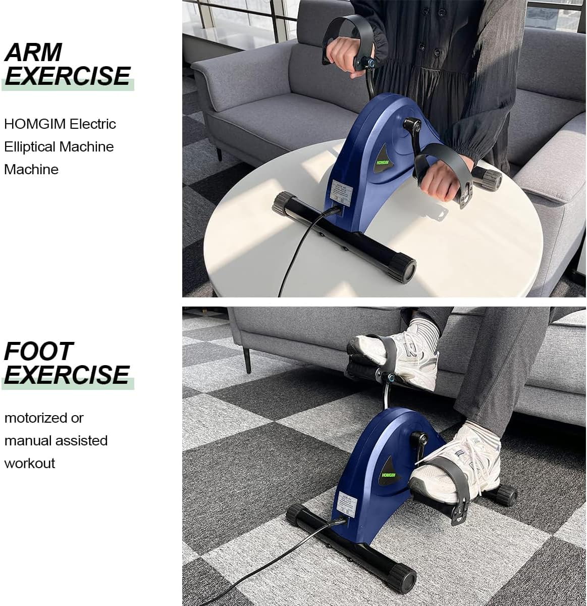 Motorized Mini Exercise Bike Electric Pedal Exerciser for Seniors Rehab Training, Under Desk Bike Pedal Exerciser for Arm/Leg Fitness & Physical Therapy, 6 Levels Speed Adjustment - Image 4