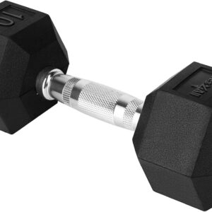 Yes4All Chrome Grip Encased Hex Dumbbells – Hand Weights With Anti-Slip 5-50 LBS Single