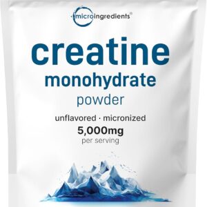 Instant Creatine Monohydrate Powder 1 kg (2.2 Lbs), 5000mg Per Serv, Micronized Creatine Powder, Unflavored, Pure, No Filler, Keto & Vegan Friendly, Easy Dissolve Pre Workout for Women and Men