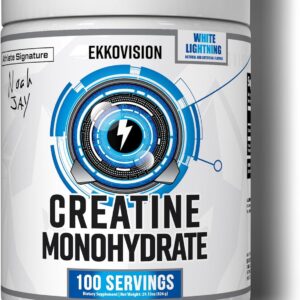 Ekkovision Creatine Monohydrate Powder, Micronized, Pre Workout & Post Workout Supplement for Men & Women – White Lightning, 1.06 Pound (Pack of 1)