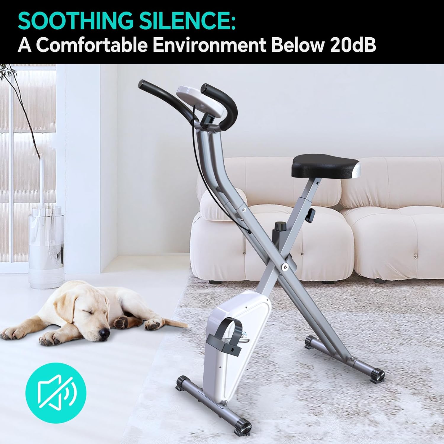 Portable Exercise Bike, Lightweight Stationary Bikes for Home Workout, Foldable Indoor Cycling Bike for Seniors, 240LB Capacity, Stepless Control Friction Resistance - Image 4