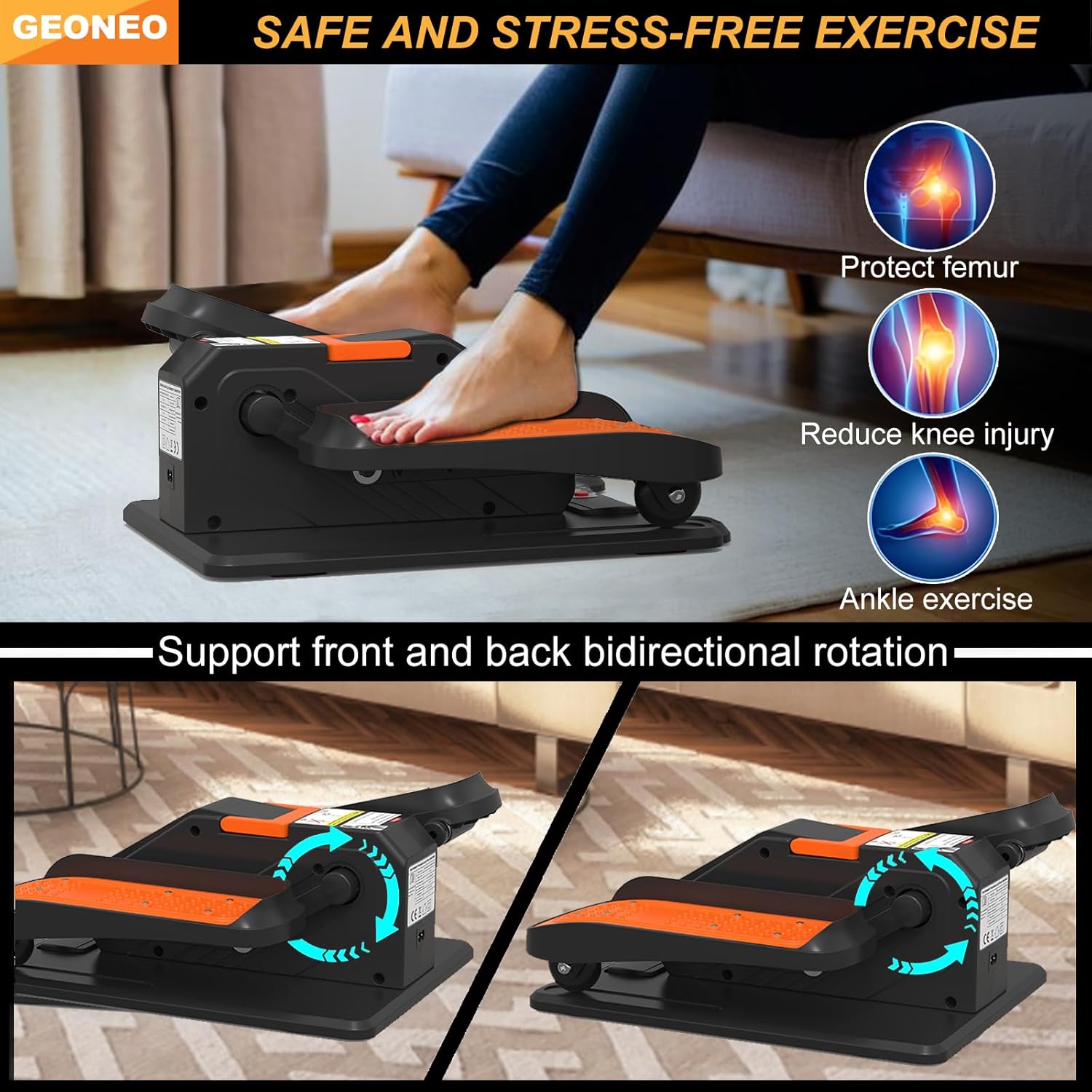 Under Desk Elliptical Machine, Electric Elliptical Exerciser for Senior, Quiet & Portable Seated Pedal Exerciser with Remote Control, Manual & Auto Mode, 12 Adjustable Speeds - Image 6