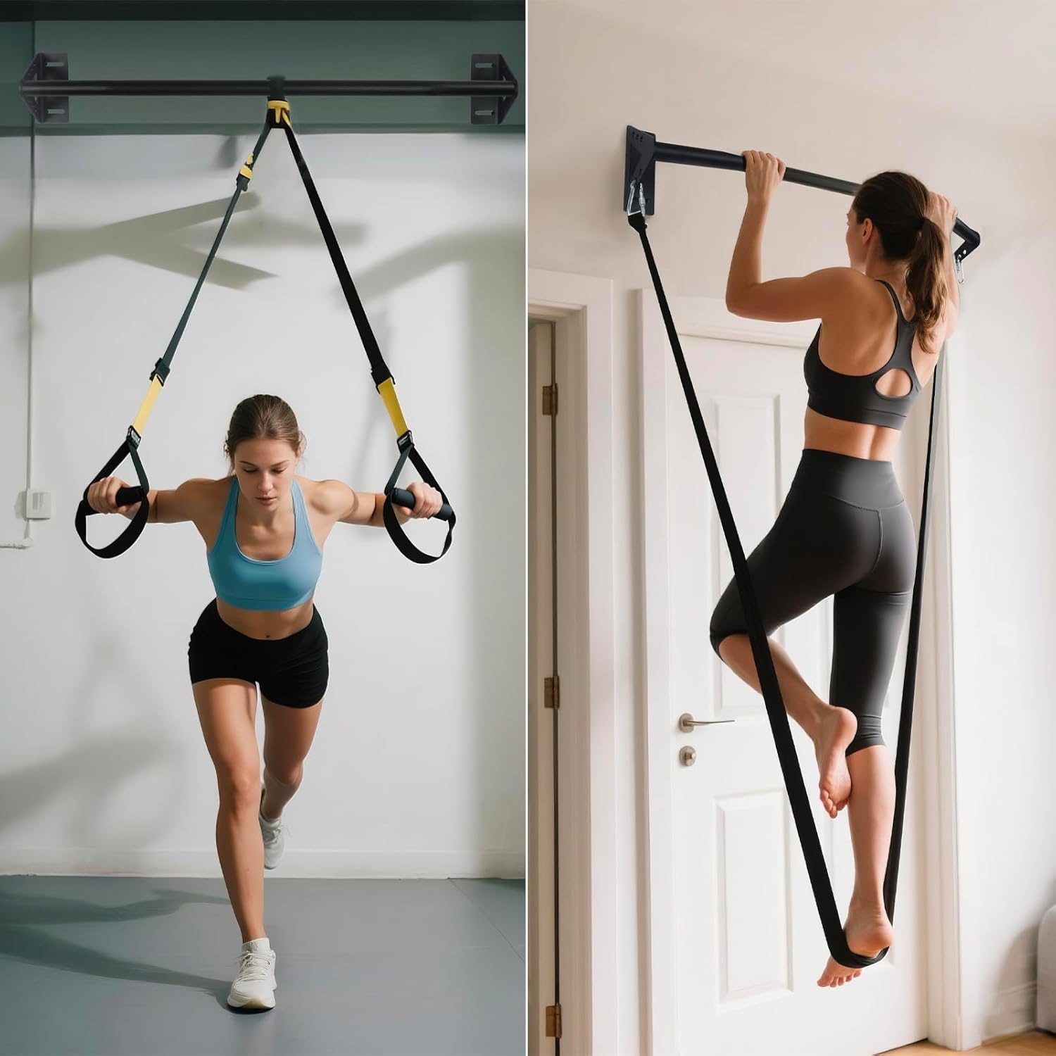 Wall Mounted Heavy Duty Pull Up Bar Doorway With Assist Band, Strength Training Pullups Bar for Doorframe, Thick Metal Sturdy Wall Hanging Bar, Wood Beam or Joist Mount Chin Up Bars 500 lbs - Image 5