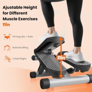 Sweetcrispy Mini Stair Steppers with Resistance Bands for Exercise at Home, Portable Exercise Twist Stepper Machine for Full Body Workout, 300LBS Capacity