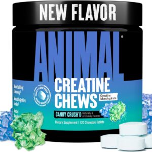 Animal Creatine Chews – Enhanced Creatine Monohydrate Chewable Tablets with AstraGin & Sea Salt, Max Absorption Pre Post-Workout, Lean Muscle Growth, Strength & Recovery, New Flavor Candy Crush’d